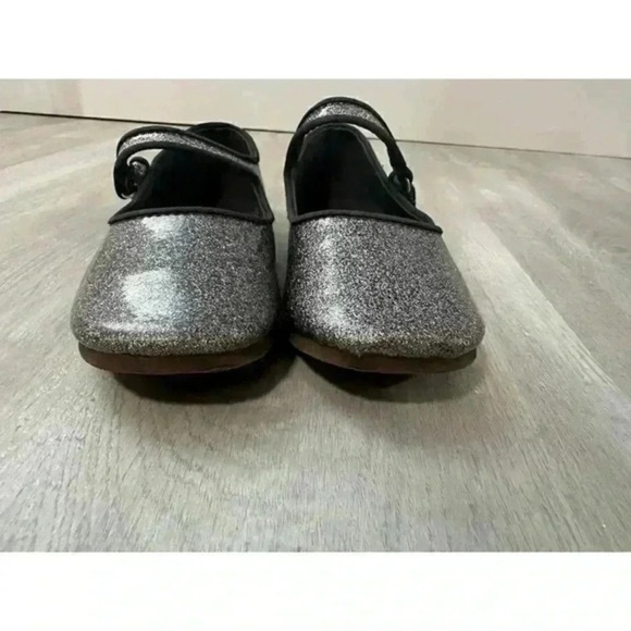 Zara Kids Dress Shoes Size 27 Silver Glitter Mary Jane Buckle Strap Sparkle Fest - Picture 3 of 6